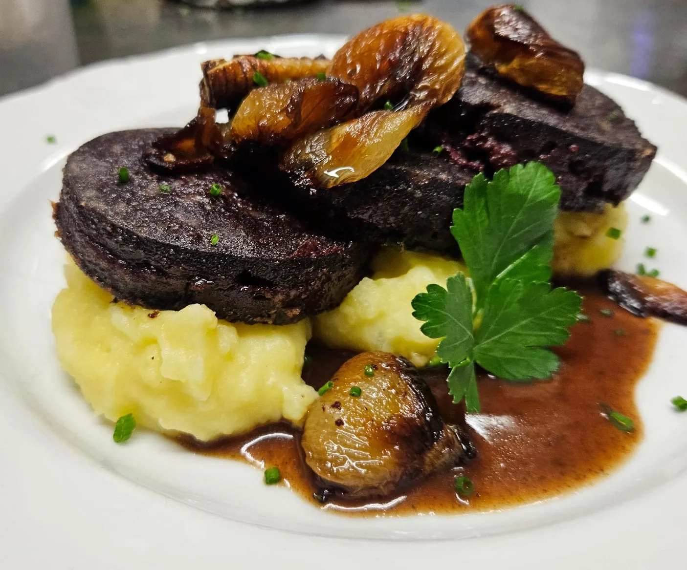 Blutwurst mit Kartoffelpüree